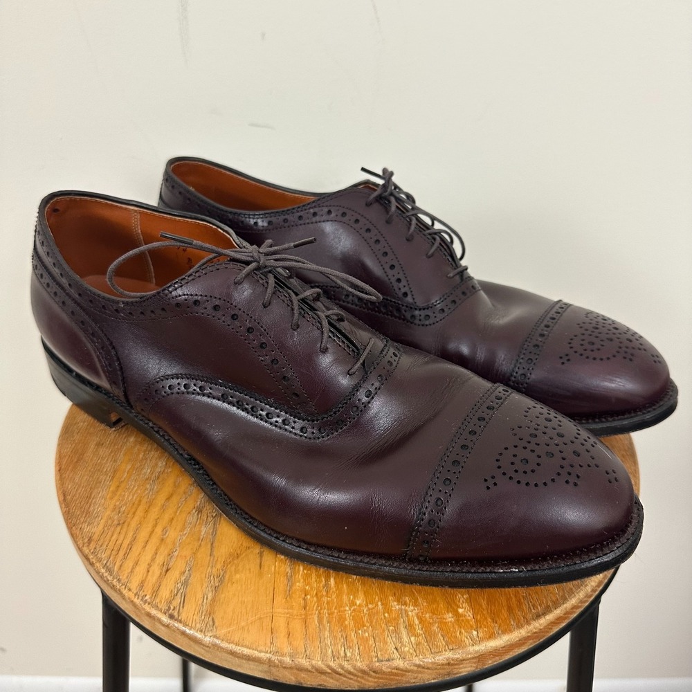 Alden 908 Mens US 14 Dress Shoes Burgundy Medallion Perforated Leather Cap Toe